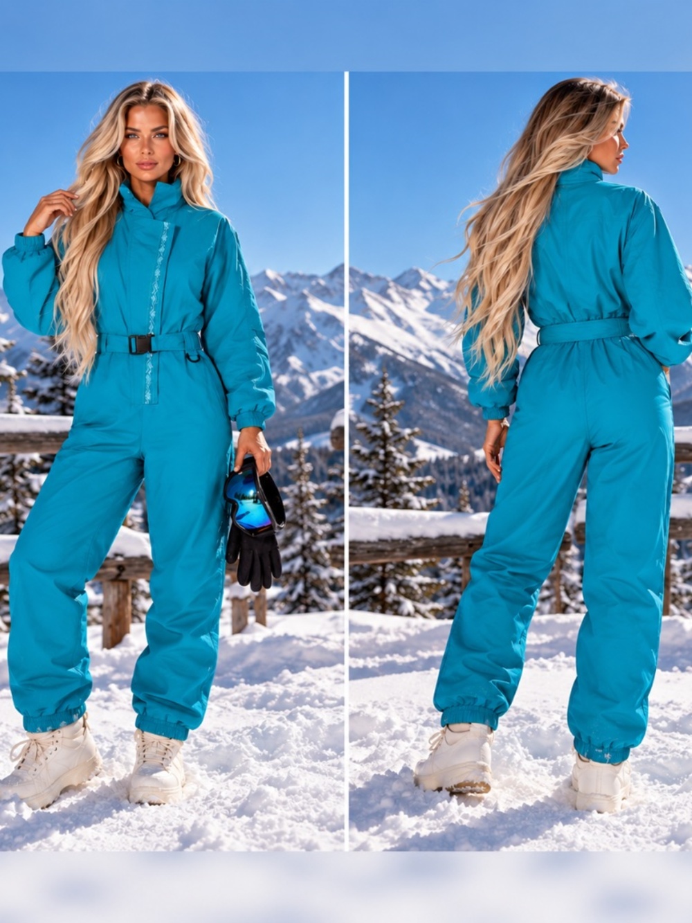 Vintage Eddie Bauer 3M Thinsulate Teal Ski Suit Snowsuit 14 Tall